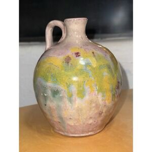 Looks Vintage North Carolina Drip Glaze Art Pottery.  Multicolored Jug 5.5" Tall